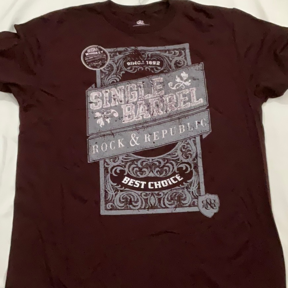 Rock & Republic Burgundy Crow Print Shirt - Picture 6 of 6